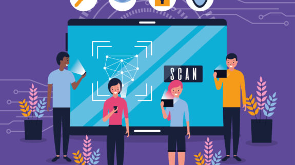 people face scan devices security recognition vector illustration